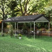 Tenda Dobrável 584x297,5x272 cm com Altura Ajustável em 3 Níveis Proteção UV50+ e Bolsa de Transporte Cinzento Escuro