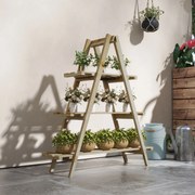 Outsunny Suporte de Madeira para Plantas Dobrável Estante Decorativo p