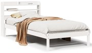 Cama sem colchão 75x190 cm madeira de pinho maciça branco