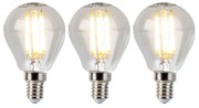 Conjunto de 3 lâmpadas LED reguláveis E14 globo P45 5W 470lm 2700K