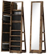 HOMCOM Joalheiro de Pé Armário para Jóias 360° com Fechadura e Espelho Incorporado Carga Máxima 20 kg 38x38x160 cm Marrom Rústico | Aosom Portugal