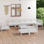 vidaXL 10 pcs conjunto lounge de jardim pinho maciço branco