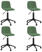 Cadeiras de jantar giratórias 4 pcs veludo verde-escuro