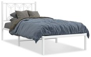 Estrutura de cama com cabeceira 75x190 cm metal branco