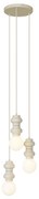 Candeeiro Pendente Retro Bege com Vidro Fosco 3 Luzes - Fedde Retro