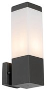 Candeeiro de parede exterior moderno cinzento escuro com opalina - Malios Moderno