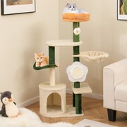 Arranhador para gatos em forma de flor de 114 cm Poste e tábua de arranhar para gatos acolchoados verde e bege