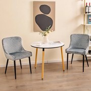 Conjunto de 2 cadeiras de jantar com pernas de metal e almofadas ajustáveis ​​Cadeira de cozinha moderna para sala de estar 60 x 52 x 80 cm cinza