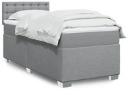 vidaXL Cama com molas/colchão 100x200 cm tecido cinzento-claro