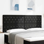 vidaXL Cabeceira Tufted Preto com Botões de Cristal - 200 cm de Veludo.