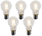 Conjunto de 5 lâmpadas LED E27 reguláveis A60 transparentes 4W 470 lm 2700K