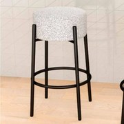 Banco de bar sem encosto de 68 cm com assento redondo almofadado e base metálica para ilha de cozinha Cinzento