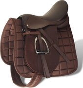 Sela para equitação 17,5", couro natural 18 cm 5-in-1 / Marrom