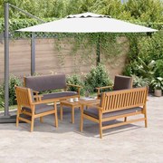 Conjunto de Sofá de Jardim de 5 Peças com Almofadas em Madeira Sólida de Acácia