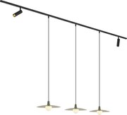 Sistema de calhas de iluminação moderno preto com 2 focos e 3 candeeiros suspensos verdes 1-fase - Slimline Uzzy Panzi