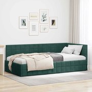 vidaXL Estrutura de Cama de Canto Verde Escuro 90 cm x 190 cm Veludo