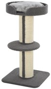 PawHut Arranhador para Gatos Altura 91 cm de 3 Níveis com Ninho Plataforma e Poste de Sisal 45x45x91 cm Cinza