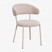 Cadeira De Jantar Em Tecido Verilo Bouclé Bouclé Cor-de-rosa - Sklum