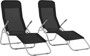 vidaXL Espreguiçadeiras dobráveis 2 pcs textilene preto