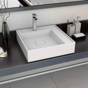 vidaXL Lavatório 50x50x12,3 cm mineral/mármore fundido branco