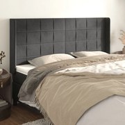 vidaXL Cabeceira cama c/ abas veludo 163x16x118/128 cm cinzento-escuro