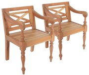 vidaXL Cadeiras Batávia 2 pcs madeira de mogno maciço castanho-claro