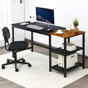 Mesa secretária grande para computador mesa de trabalho estilo industrial com almofadas removíveis 150 x 60 x 74 cm preta