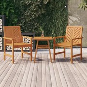 3 pcs conjunto lounge de jardim madeira de acácia maciça