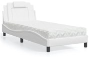 Cama com colchão 80x200 cm couro artificial branco