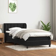 Cama com molas/colchão 80x220 cm veludo preto
