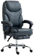 Vinsetto Cadeira de Escritório Massagem 6 Pontos Vibração Aquecimento Estofada Confortável em Couro PU 67x67x113-121 cm Cinza | Aosom Portugal