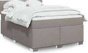 vidaXL Cama com molas/colchão 140x200 cm tecido castanho-acinzentado