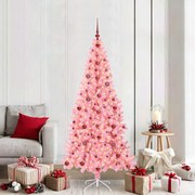 vidaXL Árvore de Natal com 300 LEDs com suporte Rosa 210 cm PVC