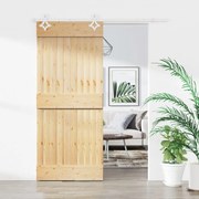 vidaXL Porta de correr com ferragens 90x210 cm madeira de pinho maciça