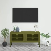 Móvel de TV aço 105x35x50 cm verde-azeitona