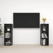 Móveis de TV 2 pcs 107x35x37 cm contraplacado preto brilhante