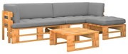 4 pcs conjunto lounge paletes pinho impregnado castanho mel