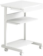 HOMCOM Secretária de computador com rodas, secretária com armazenamento 56 x 51 cm com gaveta, compartimento e suporte CPU, branco | Aosom Portugal