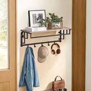 Cabide de parede com 5 ganchos 30 x 66 x 27 cm greige-preto