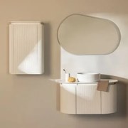 Conjunto De Móvel De Casa De Banho Em Madeira Carsone Branco & Branco & Cerâmica Redonda Branca Ø40 Cm Lenka & Oval Led E - Sklum