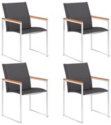 vidaXL Cadeiras de jardim 4 pcs textilene e aço inoxidável cinzento