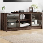 vidaXL Móvel de TV c/ portas de vidro 102x37x42 cm carvalho castanho