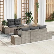 vidaXL Conjunto de sofás de jardim de 6 peças com almofadas em rattan sintético cinza.