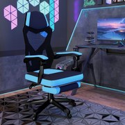 Cadeira de Escritório Ajustável em Altura Cadeira para Secretária Giratória de 360° Reclinável até 135° 58x72x108-118 cm Azul