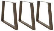 vidaXL Pés para mesa de jantar em formato de V, 3 peças, aço natural, 100x(72-73,3) cm, aço