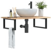 vidaXL Prateleira de parede p/ lavatório aço/madeira de acácia maciça