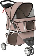 PawHut Carrinho para Cães Pequenos com Cesto de Armazenamento Janelas de Malha e Cinto de Segurança 77x44x102 cm Castanho | Aosom Portugal