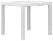 vidaXL Mesa de jardim 79x79x72 cm plástico branco com aspeto de vime