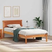 vidaXL Cama com Cabeceira e LED - Castanho Encerado, 100 x 200 cm, Madeira de Pinheiro Sólido.