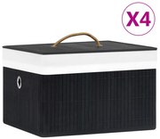 vidaXL Caixas de arrumação 4 pcs bambu preto